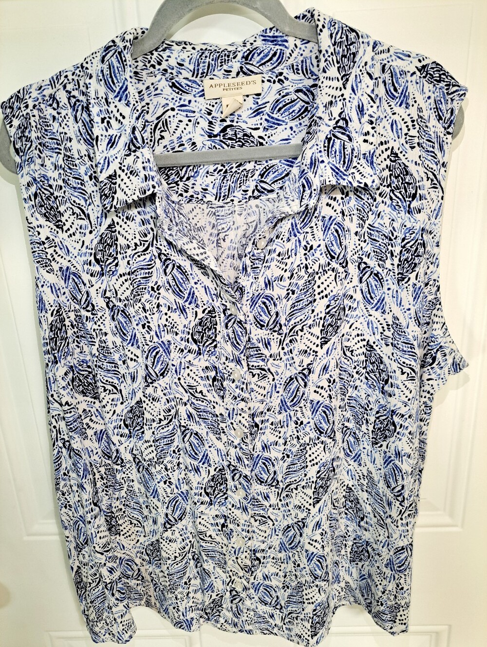 Appleseed's Blue and White Botanical Print Top